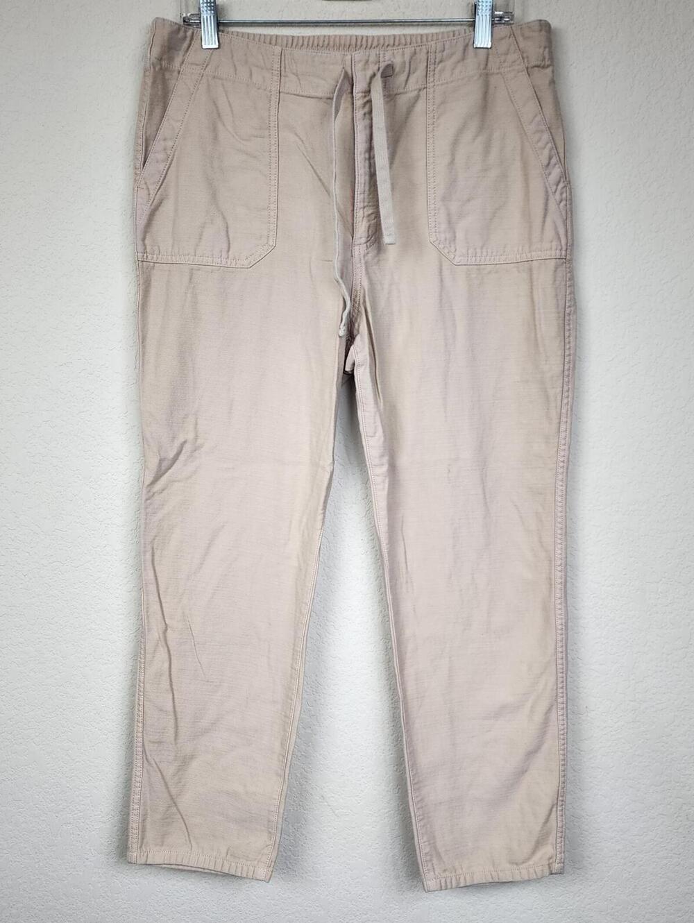 100% Cotton Beige Casual Drawstring Pants